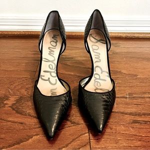 Sam Edelman - size 8.5 - Alligator Print Black Leather Solid